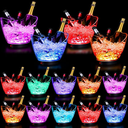 Umigy 2 Pcs 5L LED Ice Buckets Clear Plastic Ice Bucket Large Capacity Light RGB Colorful LED Cooler with Lights for Champagne Wine Beer Party Bar Club