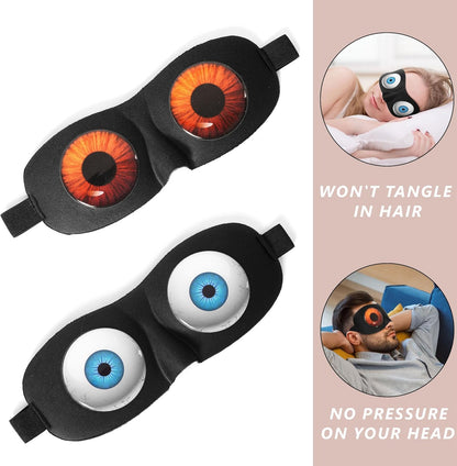 Sleep Eye Mask for Men Women Kids Funny 3D Sleeping Mask Adjustable Strap 2 Pack Eye Shade Cover for Travel, Black(Assorted A)