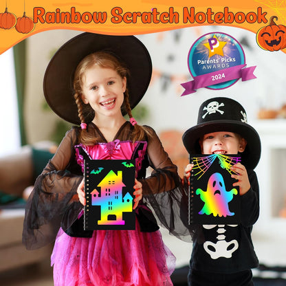 ZMLM 24 Pack Scratch Art Party Favors: Birthday Party Favors for Kids 4-8, Bulk Rainbow Scratch Notebook Paper Pads, Goodie Bags Stuffers Girls Boys Classroom Gifts Crafts Toys