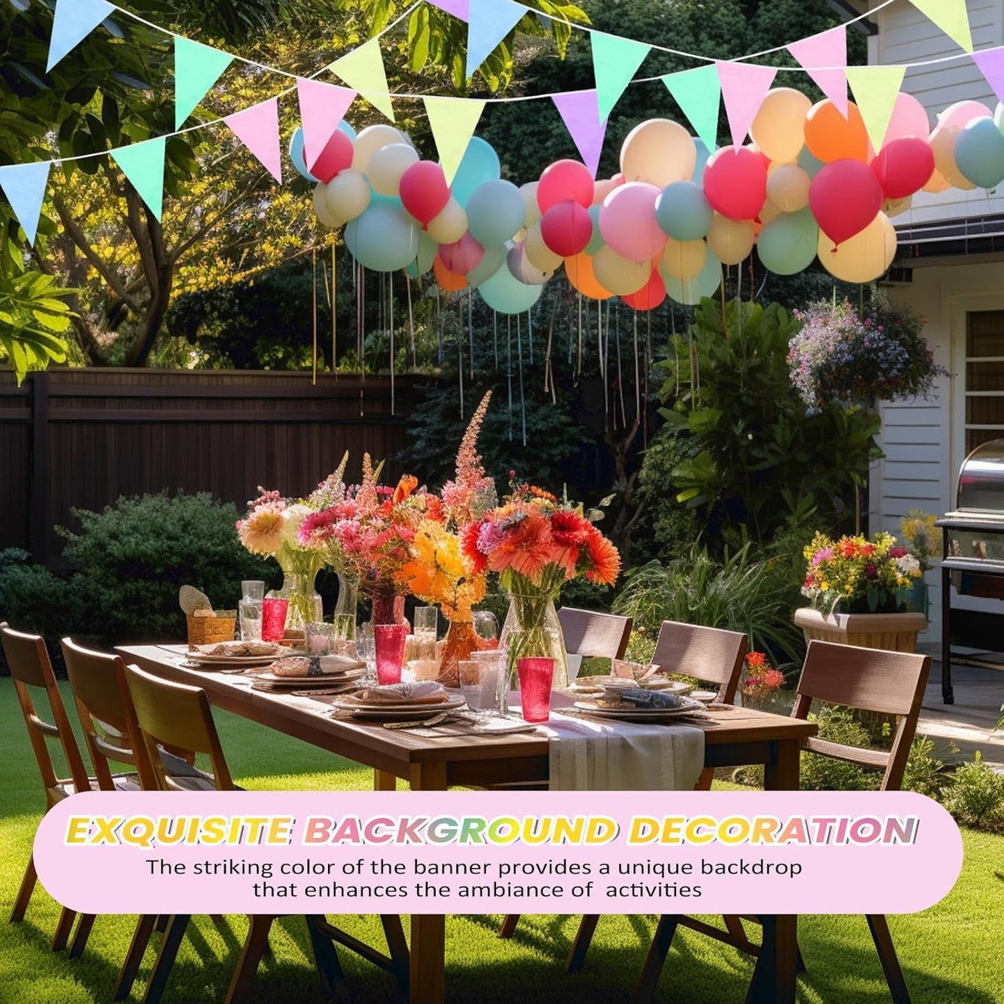 Hahafelt 100 Feet Pennant Banners Flags 75 Solid String Triangle Flags for Grand Opening, Carnival Theme Birthday Party Decoration Outdoor Events Classroom Decoration(Pink)