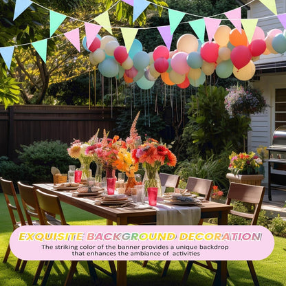 Hahafelt 100 Feet Pennant Banners Flags 75 Solid String Triangle Flags for Grand Opening, Carnival Theme Birthday Party Decoration Outdoor Events Classroom Decoration(Pink)