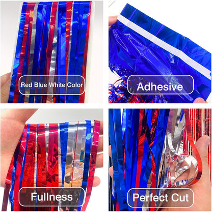 2 Pack Shiny Silver Tinsel Foil Fringe Curtains, 3.3ft x 6.6ft Iridescent Streamers Party Photo Backdrop for Birthday, Wedding, Engagement, Bachelorette Party Decoration