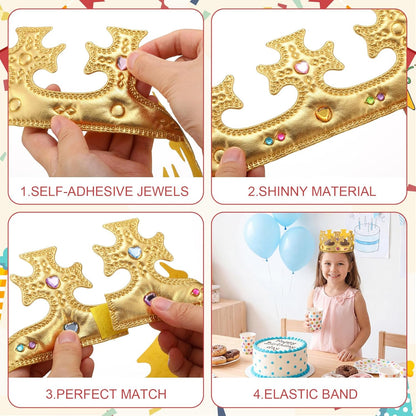 Yaomiao 44 Pcs Birthday Foam Crowns for Kids Princess Tiaras King Hat Bulk Diamond Sticker Kits for Crown Party Supplies