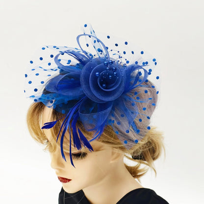 Fascinators Hat Women Tea Party Headband Flower Cocktail Mesh Feathers Hair Clip Kentucky Derby Hat Wedding