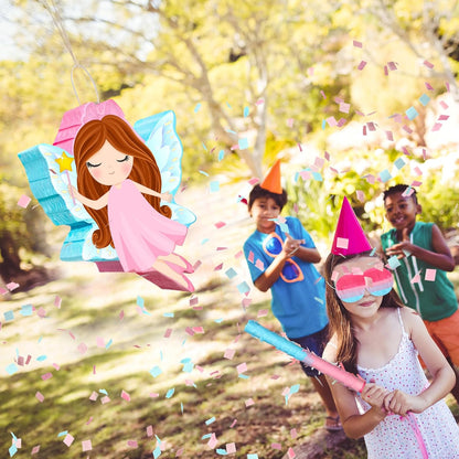 Threan Princess Piñata Fairy Party Decorations Pink Ballet Piñata Ballerina, Birthday Game Set Party Supplies for Girl Princess Theme Baby Shower Butterfly Birthday Supplies Decoration(Fairy)
