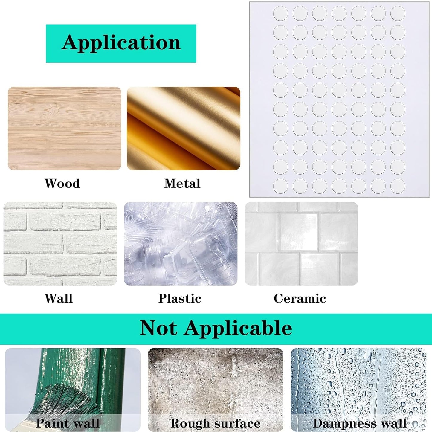JANYUN 140 Pieces Adhesive Dots,Removable Round Putty Clear Tack No Trace Small Tape Stickers for Wall Hanging Festival Poster Office Party Decoration Picture Crafts