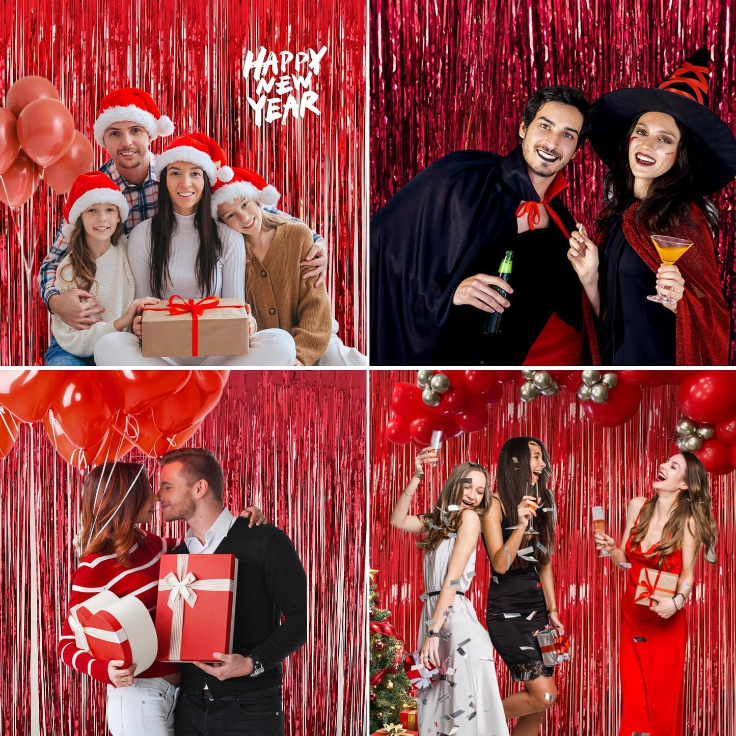 2 Pack Foil Curtain Backdrop Curtains Silver Tinsel Door Streamers Birthday Party Decorations Photo Booth Props for Disco Party Graduation Wedding Baby Shower Bachelorette Christmas Gender Reveal