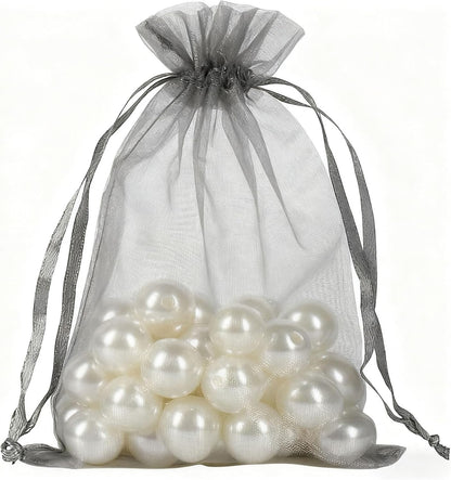 100PCS White Organza Bags, 4x6 Inch Small Mesh Bags Drawstring, Jewelry Gift Bags for Easter, Party, Festival, Bathroom Soaps, Makeup