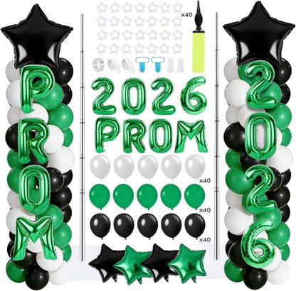 2 Sets Graduation Balloon Column Stand Kits with Balloons 2026 Grad Themed Decoration Navy Blue Balloon Tower Stand Kit for Grad High School & College Celebration Party Decor