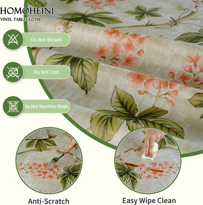 Rectangle Table Cloth,100% Waterproof Tablecloth Oil Proof Spill Proof Vinyl Table Cloth, Wipe Clean Plastic Table Cover for Dining, Camping, Indoor and Outdoor 52" x 70",Leaves
