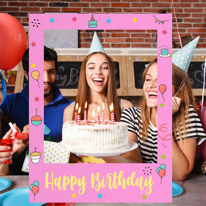 Beeveer 32 x 24 Inch Photo Booth Selfie Frame Prop Booth for Birthday Event Parties Large Blank DIY Cutout Props for Funny Decoration Christmas, Holiday Supplies