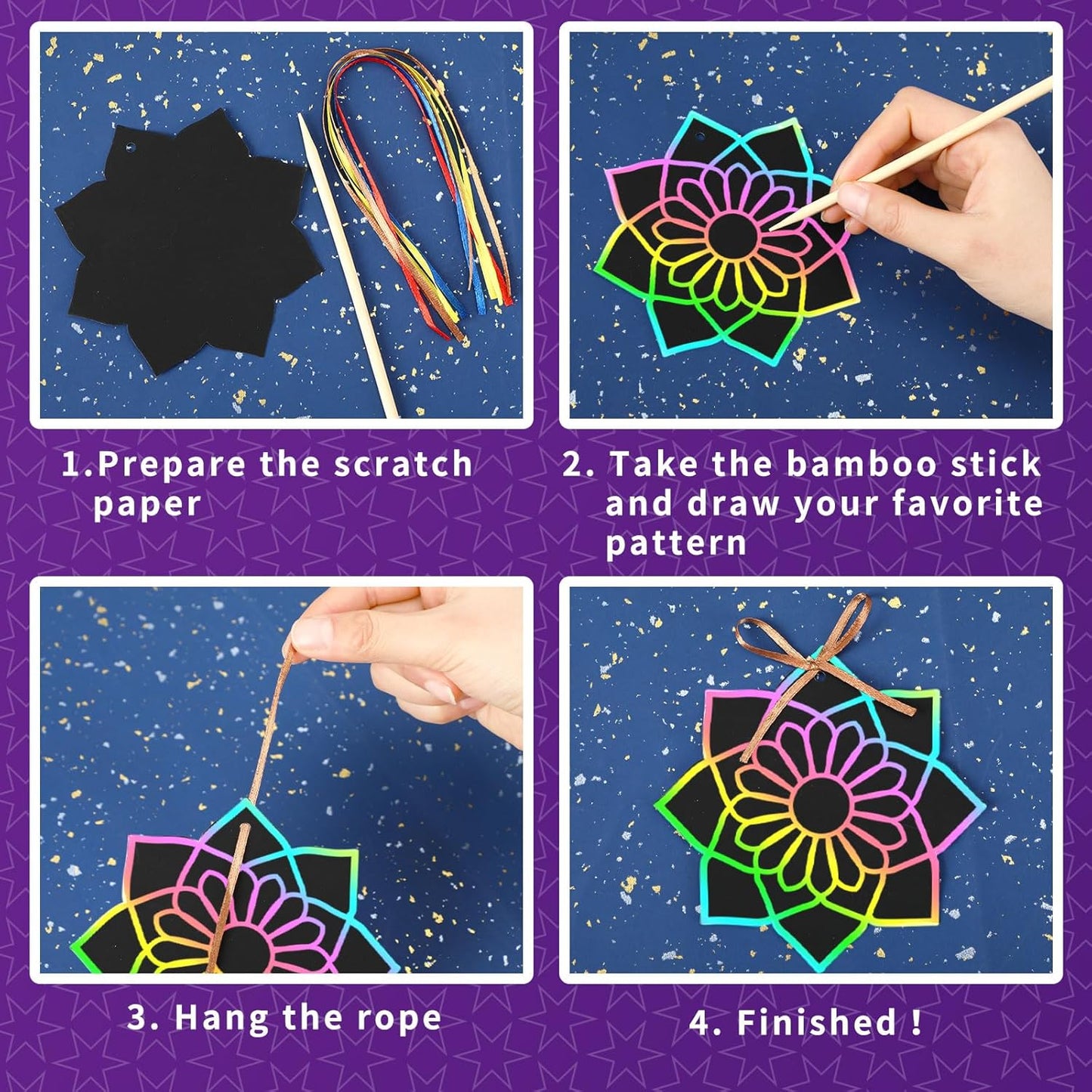 JULMELON 36 PCS Ocean Crafts, Rainbow Scratch Art Under The Sea Party Favors DIY Magic Color Summer Ocean Animals Scratch Cards for Summer Party Favors School Activities
