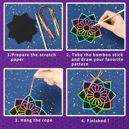 JULMELON 36 PCS Ocean Crafts, Rainbow Scratch Art Under The Sea Party Favors DIY Magic Color Summer Ocean Animals Scratch Cards for Summer Party Favors School Activities