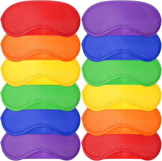 Skicuff 12 Pcs Eye Mask Sleep Masks LGBT Gay Sleep Mask Blindfold Eye Cover Team Building Games Party with Nose Pad and Adjustable Strap for Women Men 6 Colors Travel Nap Party Favors