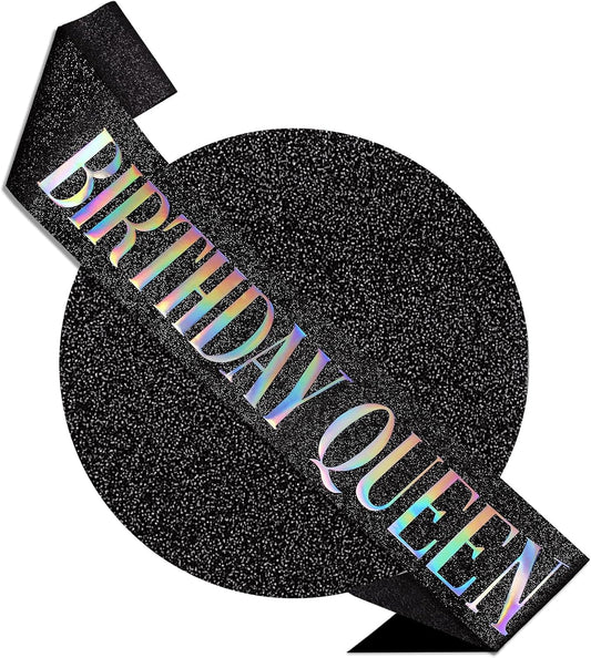 RUDONG M Birthday Queen Sash Glitter - Gold Birthday Sash for Women & Girls | Sweet 16/18th/21st/30th/40th/50th/60th/70th, All-Age Celebration Party Decor