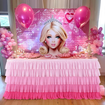 6ft Rainbow Tutu Table Skirt for Rectangle Round Tables Chiffon Table Cloth for Birthday Party Decorations Baby Shower Parties Ruffle Table Skirting