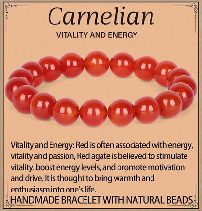 LPBeads Handmade Natural Gemstone Stretch Elastic Bracelet Healing Crystal Round Stone Beads Jewelry Gifts for Women Men