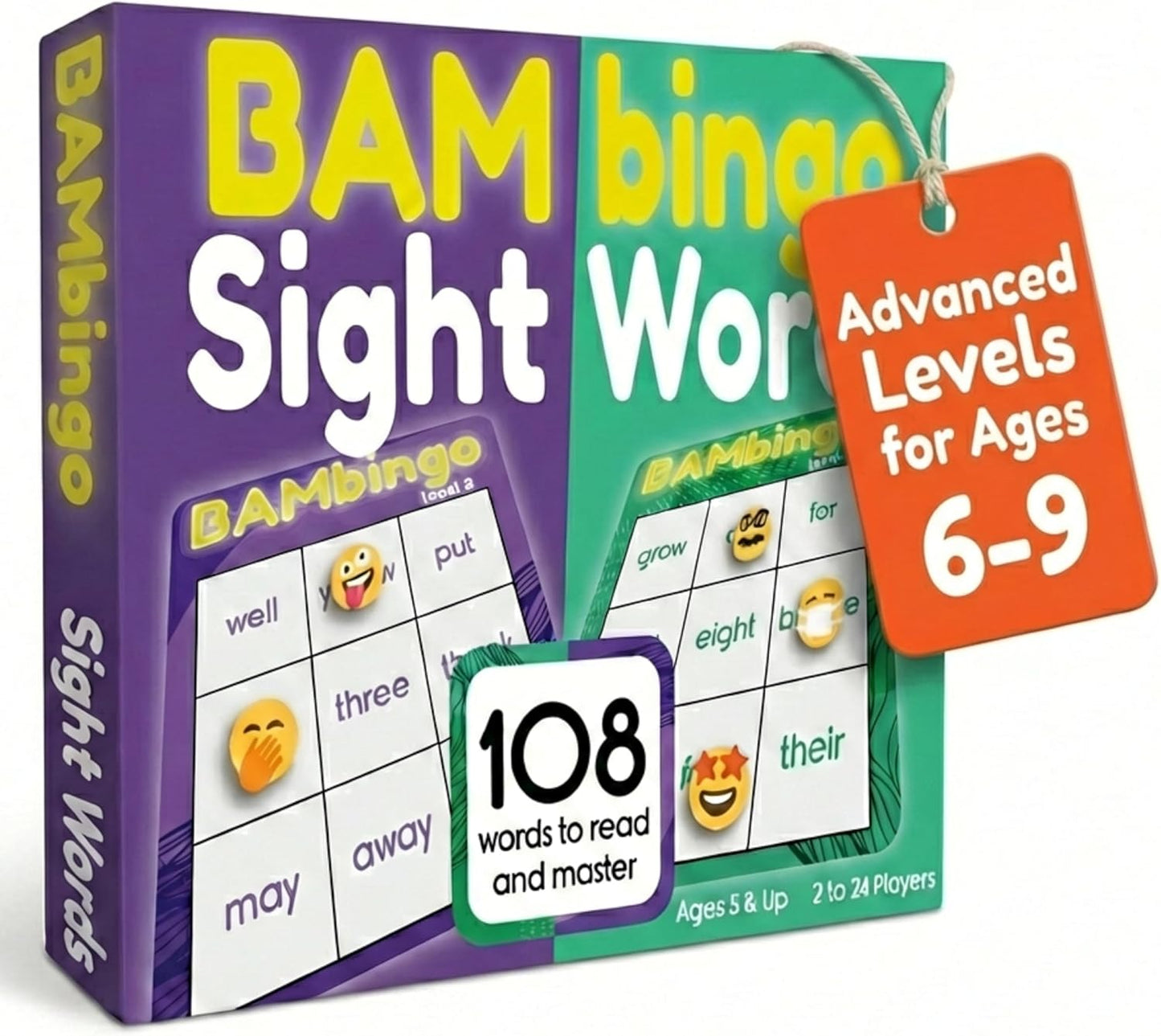 THE BAMBINO TREE Sight Word Bingo Game Level 1 and 2 - Educational Games for Kids - Learn to Read Vocabulary for Kindergarten 1st Grade - Dolch's Fry's Words Lists
