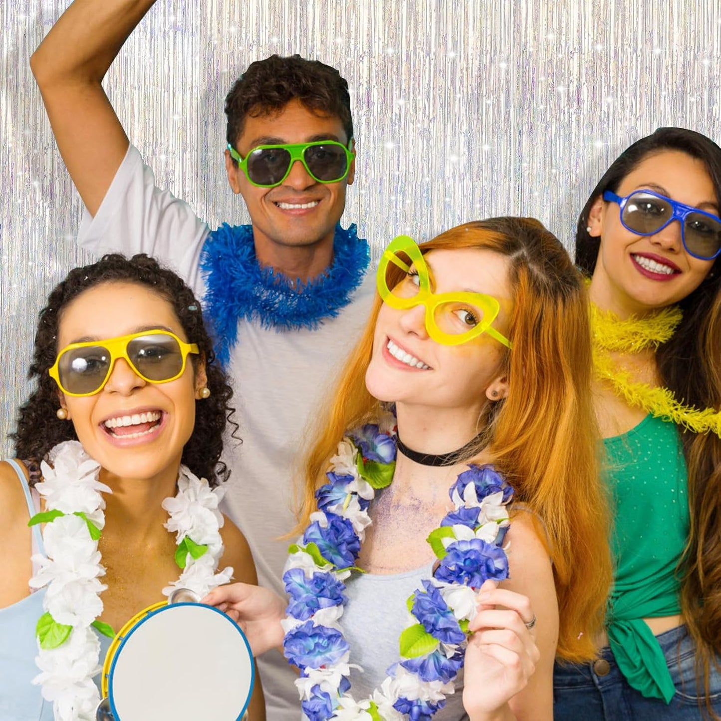 Birthday Party Decorations: 3 Pack 3.3 x 9.9 ft Gold Foil Fringe Curtains Party Supplies, Tinsel Curtain Backdrop for Parties/Birthday/Photo Booth