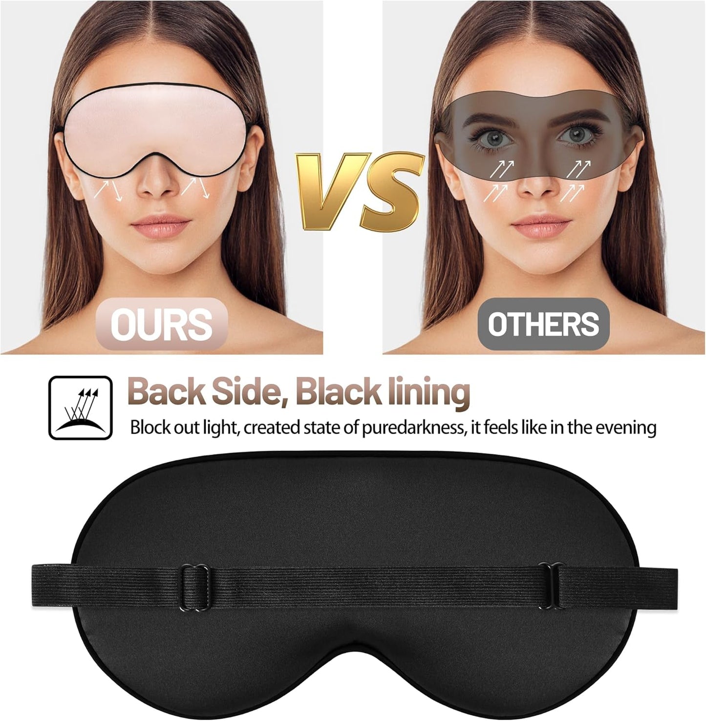 Silk Eye Mask with Adjustable Strap, Satin Blackout Sleeping Mask for Men&Women, Comfortable Blindfold Eyeshade for Night Sleep(Blue)
