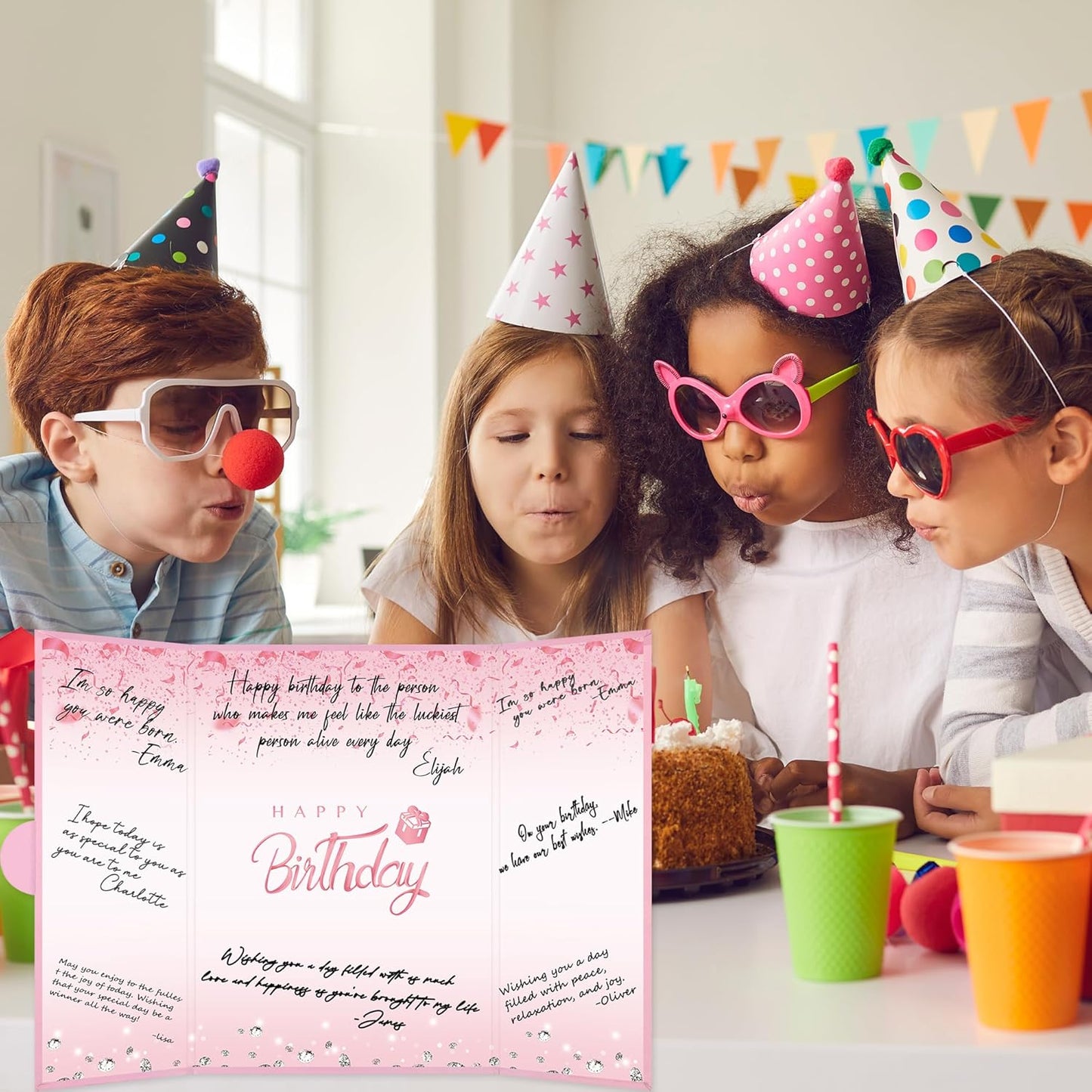 Crenics Black and White Birthday Decorations Women Men, Creative Birthday Guest Signature Book Alternative 18" x 12", Great Party Gifts for Girls or Boys