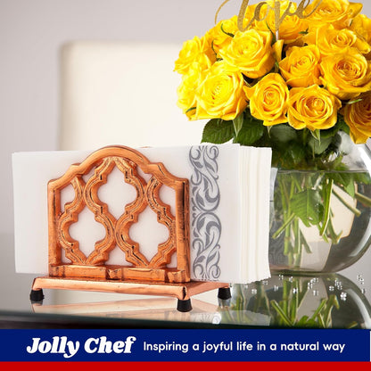 JOLLY CHEF 100 Disposable Hand Towels, Soft and Absorbent Linen Feel Dinner Napkin, Elegant Decorative Paper Guest Towels for Kitchen, Bathroom,Thanksgiving, Weddings,Parties, Gold and White