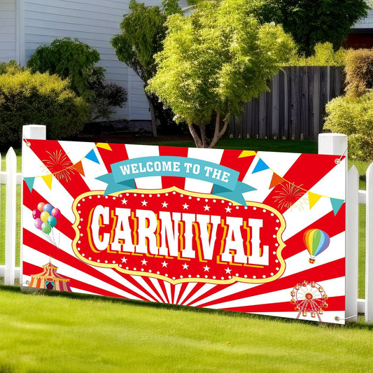 Teenyyou Welcome to the Carnival Banner Carnival Decorations Circus Party Supplies Backdrop for Circus Theme Party Decorations Birthday, 71 x 35 Inch