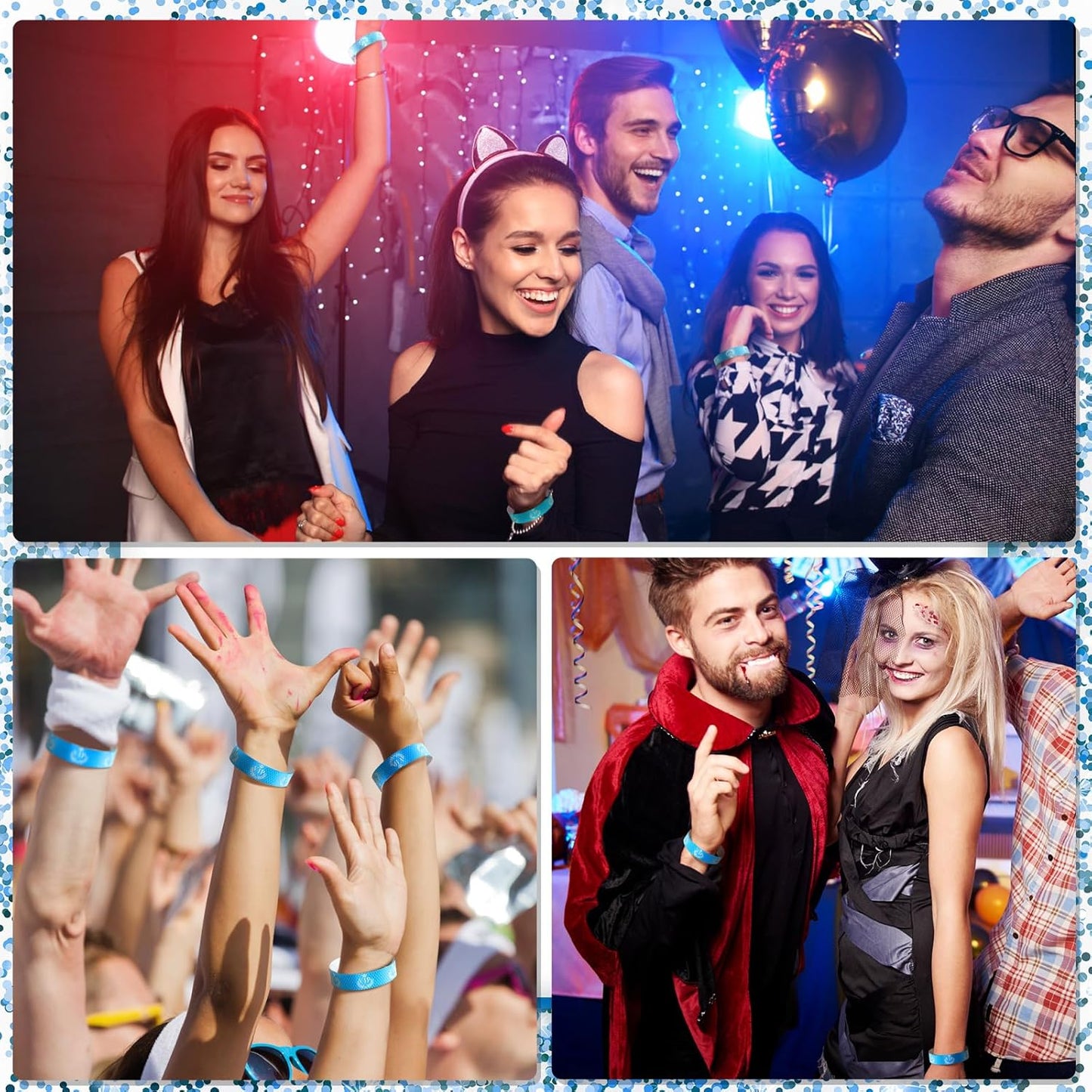 Jadive 500 Pieces Paper Wristbands VIP Plastic Waterproof Party Identification Wristbands Party Bracelets for Events Amusement Parks, Club, Concerts, Fairs, Festivals and Events(Black, Gold)