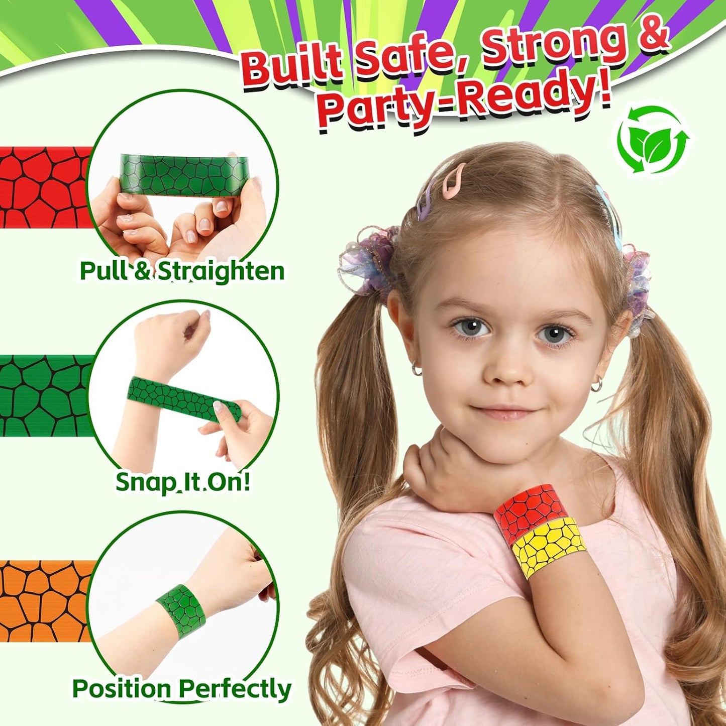 Cartoon Animation Slap Wristband, 24 Pack - Birthday Party Supplies, Cartoon Theme Bracelets Goodie Bag Fillers for Birthday & Theme Parties