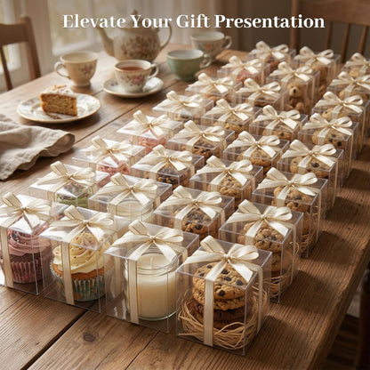 VGOODALL 100 Pcs Clear Favor Boxes, 2x2x2 Inch Small Transparent Cube Gift Boxes for Candy, Macarons, Jewelry, Wedding, Birthday, Baby Shower Party Favors