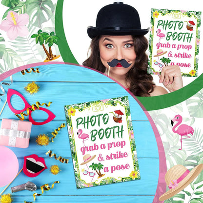 Briwooody Photo Booth Sign with Stand Retro Background Table for Indoor and Outdoor Party Theme Event Photography Props Desktop Decoration Supplies