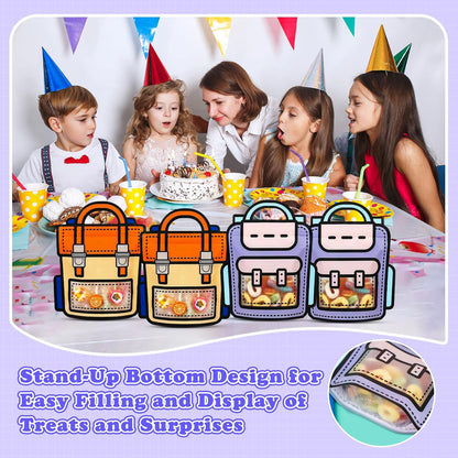 30 PCS Bulk Gift Bags for Kids with Handle,Children Large Goodie Bags with Stand-up Bottom, Grip Seal Party Favor Bag, Students Back to School Treat Bag, Cute Snack Candy Bags for Birthday, Classroom