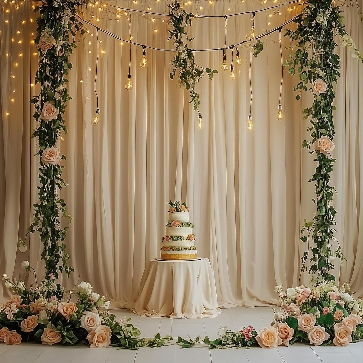 10ftx10ft Black Backdrop Curtains for Weddings Parties, Wrinkle Free 2 Panels Silky Polyester Photo Backdrop Drapes Back Drop Cloth Drapery for Birthday Mother'sDay Photography Background