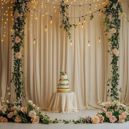 10ftx10ft Black Backdrop Curtains for Weddings Parties, Wrinkle Free 2 Panels Silky Polyester Photo Backdrop Drapes Back Drop Cloth Drapery for Birthday Mother'sDay Photography Background