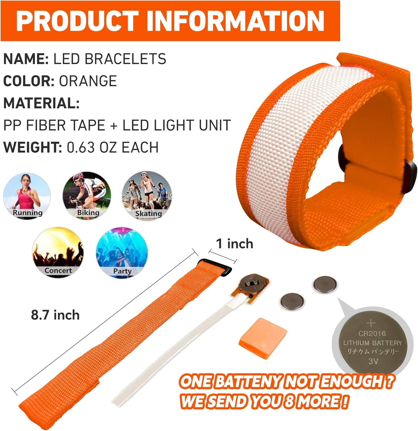 KIRALUMI 8 PCS LED Glow Bracelets, Light Up Bracelets for Kids Adults - Christmas Glow in The Dark Party Bracelets Favors Supplies for Concerts, Festivals, Game Prizes, Sports, Rave Accessories.