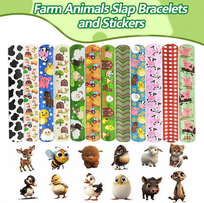 CZWXOXO 74Pcs Dinosaur Theme Party Favors Contain 24 Pcs Slap Bracelets 50Pcs Stickers, Dino Theme Birthday Party Decorations,Classroom Rewards Supplies.