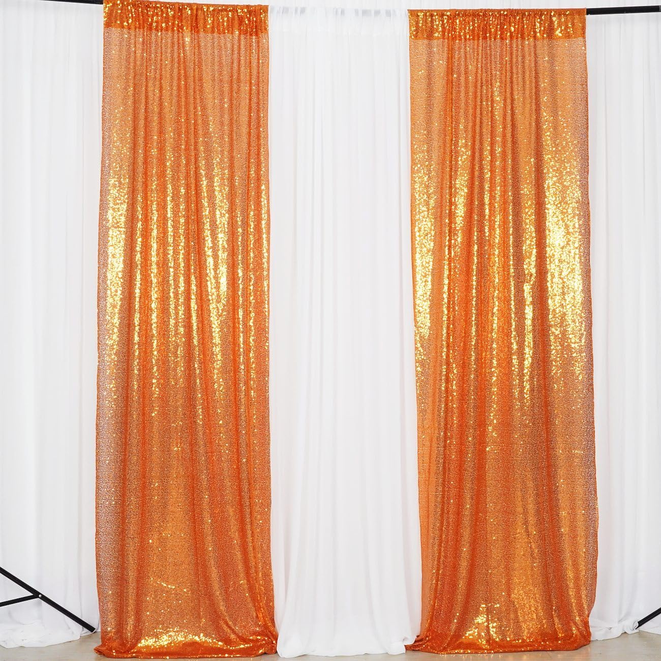 Poise3EHome Black Sequin Backdrop Curtains, 2 Panels 2FTx8FT Glitter Photo Booth Backdrop for Halloween Birthday Bachelorette Wednesday Twilight Party Decorations
