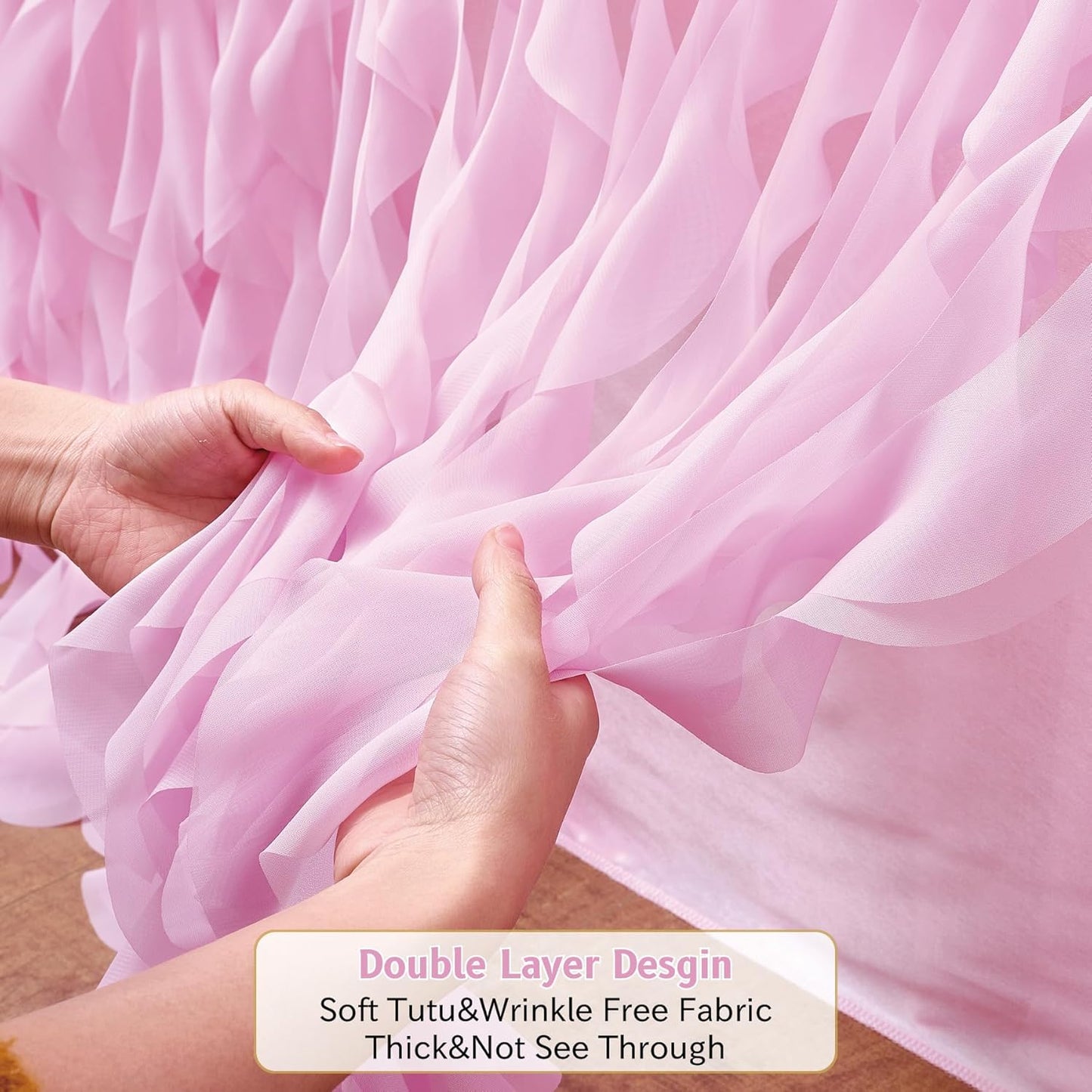 leegleri 6FT Tulle Ruffle Curly Willow Table Skirt for Rectangle or Round Tables, Under The Sea Ocean Blue Baby Shark Themed Tutu Table Skirt for Baby Shower, Birthday Party