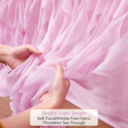 leegleri 6FT Tulle Ruffle Curly Willow Table Skirt for Rectangle or Round Tables, Under The Sea Ocean Blue Baby Shark Themed Tutu Table Skirt for Baby Shower, Birthday Party