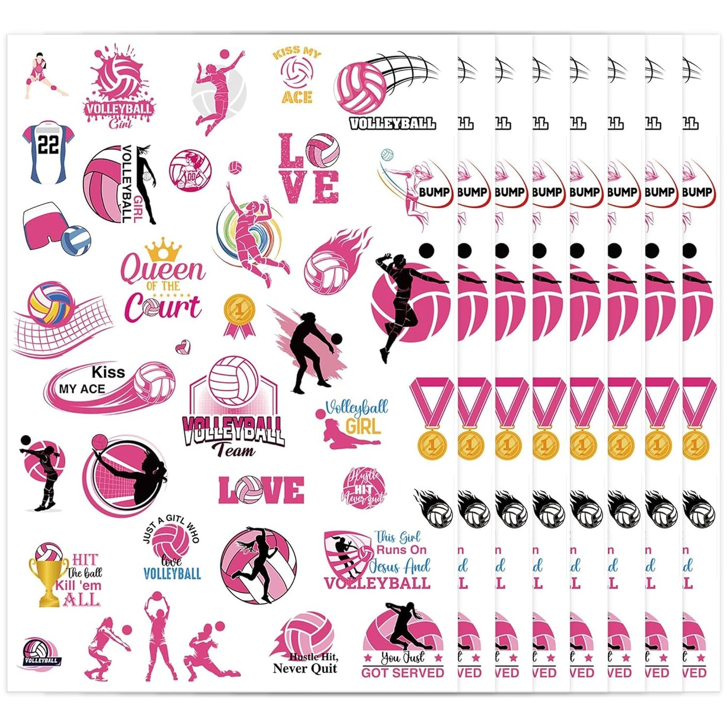 Gymnastic Temporary Tattoos Stickers - 200+ Sport Tattoo for Birthday Party Decorations, Dance Favors Supplies for Girls Boys, School Class Prize(8 Sheets)