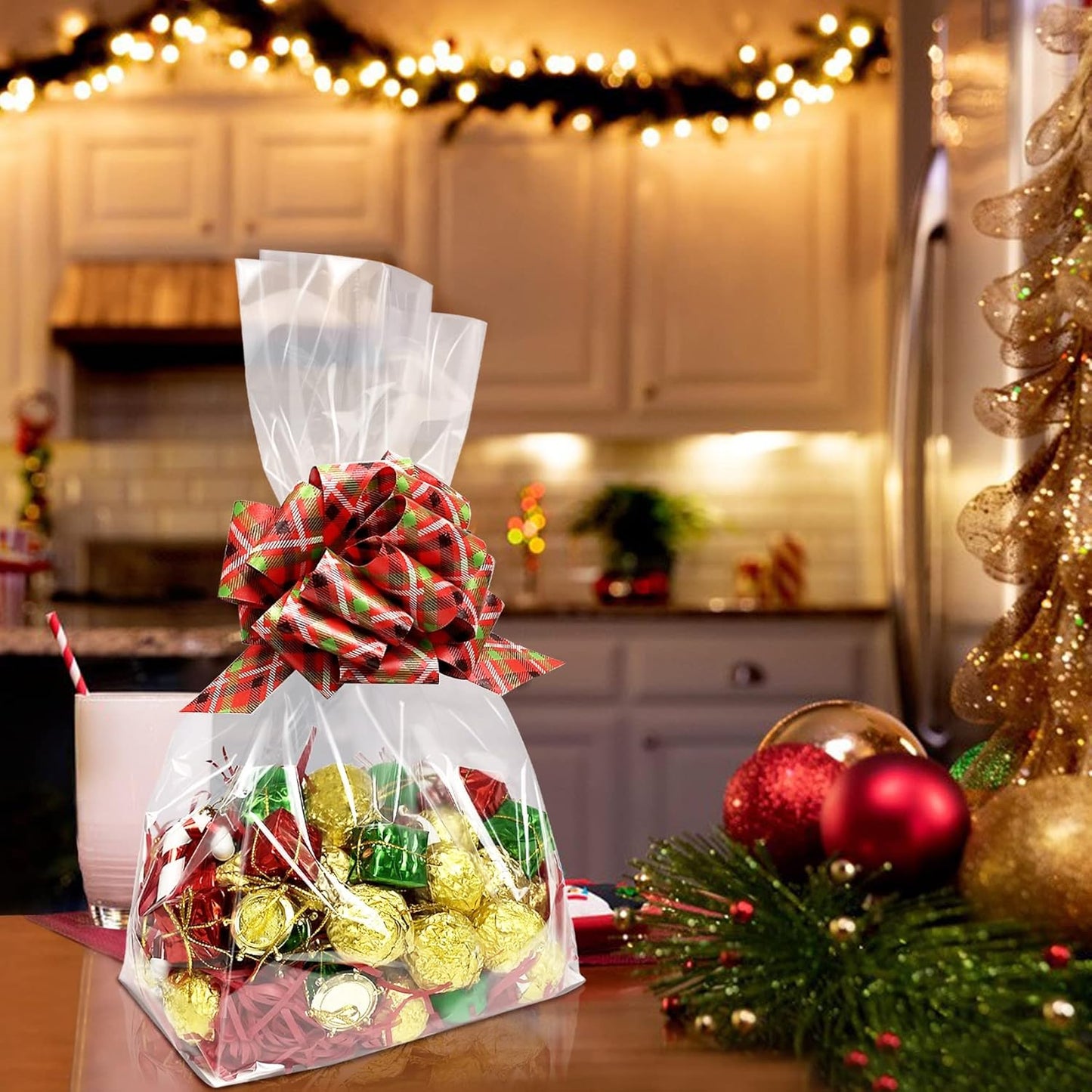 Gusseted Flat Bottom Cellophane Bags with Paper Insert 50Pcs 4x2x8 Inches Smore Bags