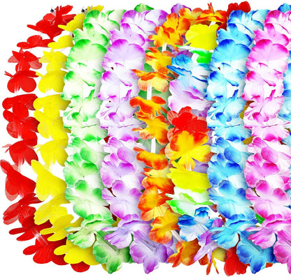 Giegxin 12 Pcs LED Hawaiian Lei Light up Flower Lei Tropical Glow Necklaces Lighted Lei Artificial Rainbow Lei for Kid Adult Hawaii Luau Themed Party Carnival Beach Wedding Masquerade (Multicolor)