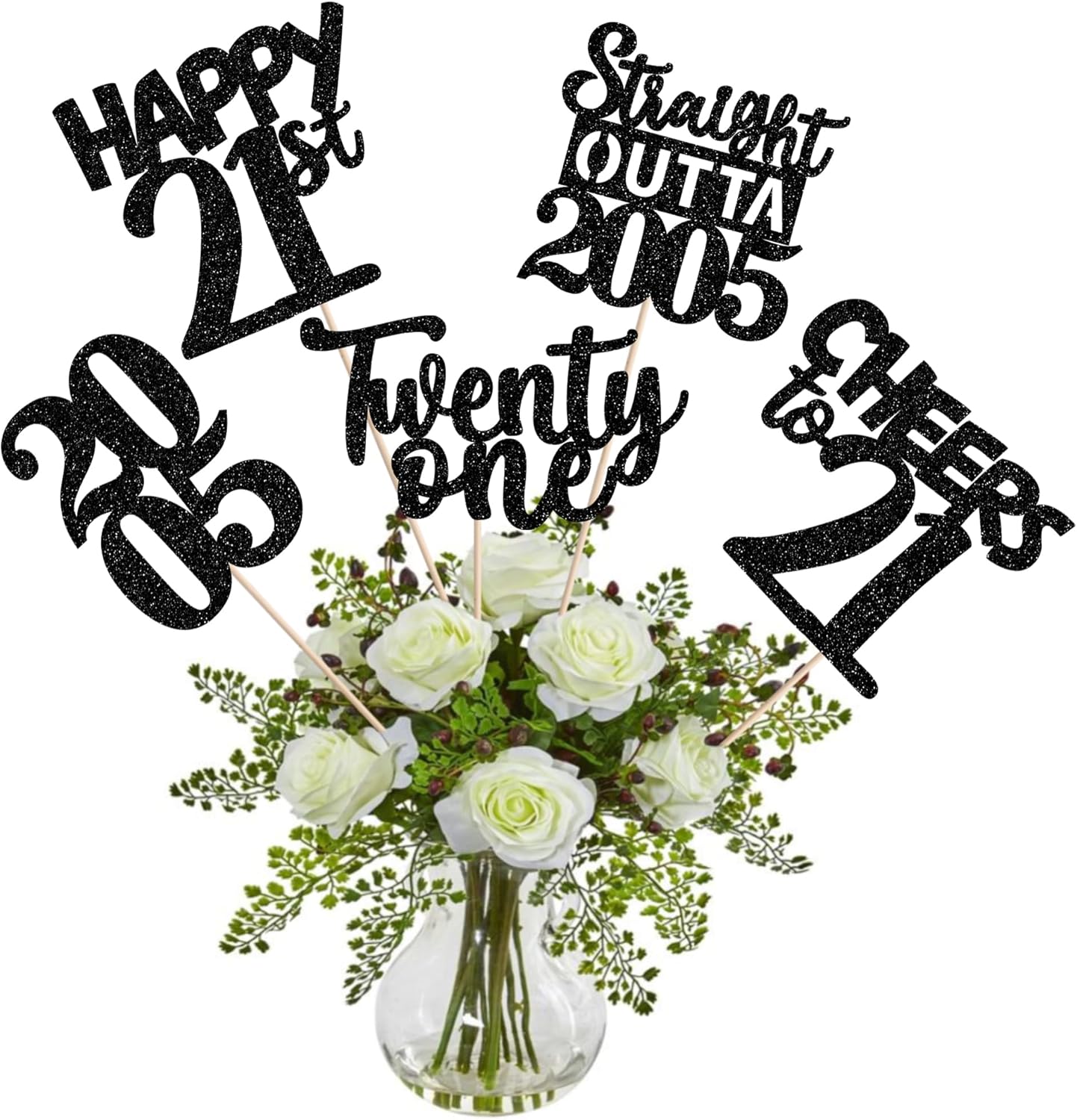 15 PCS 50th Birthday Centerpiece Sticks Fifty Happy 50th Straight Outta 1976 Table Flower Centerpieces Sticks Cheers to 50 Floral Decorations for 50th Birthday Party Centerpieces Supplies Black