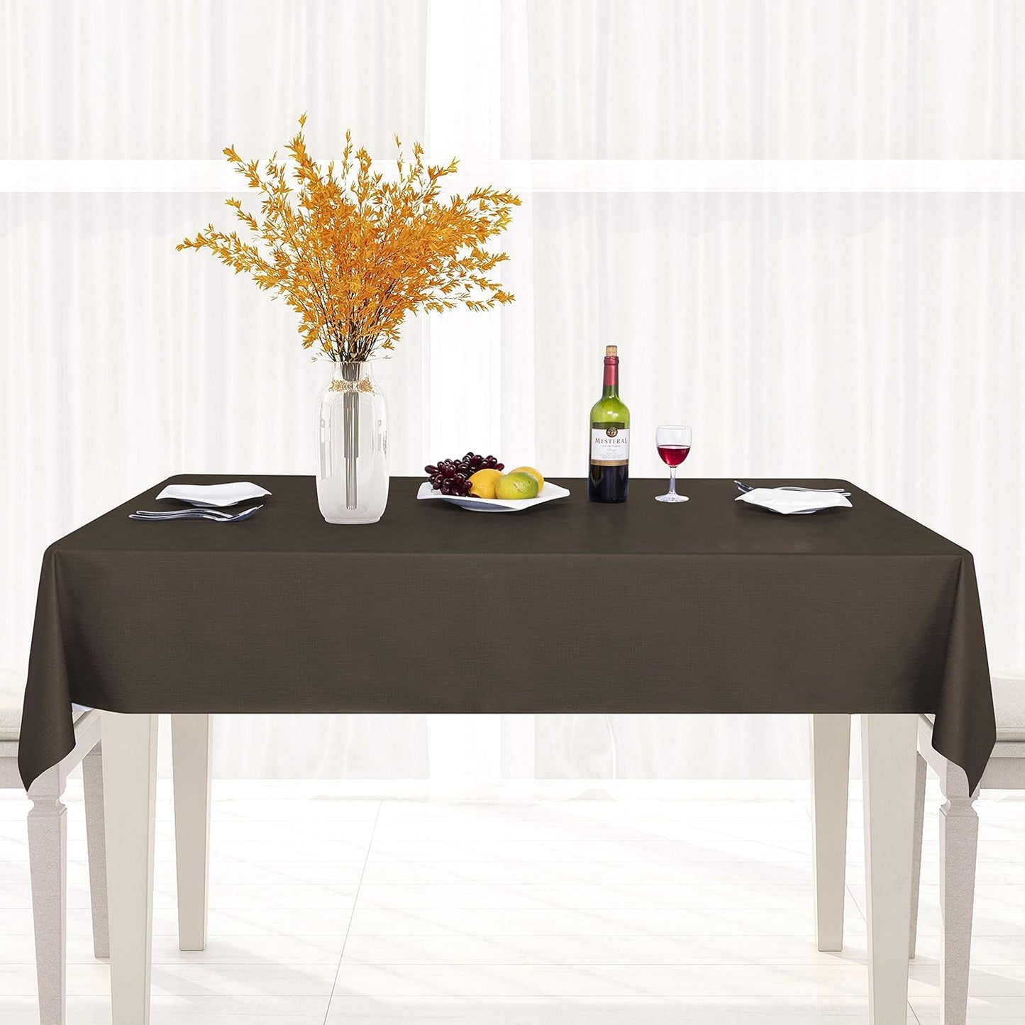 sancua Clear Plastic 100% Waterproof Tablecloth - 54 x 78 Inch - Vinyl PVC Rectangle Table Cloth Protector Oil Spill Proof Wipe Clean Table Cover for Dining Tables, Parties & Camping, Crystal Clear
