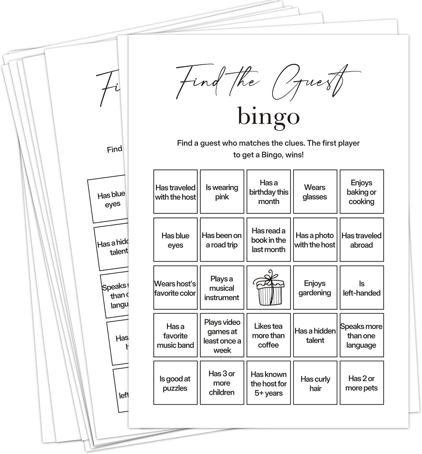 Find The Guest Bingo Cards – 25 Unique Cards, Icebreaker Party Games for Adults, Rustic Blush Pink Mingle Activity for Birthday Parties, Family Reunions, Office Events & Friendsgiving