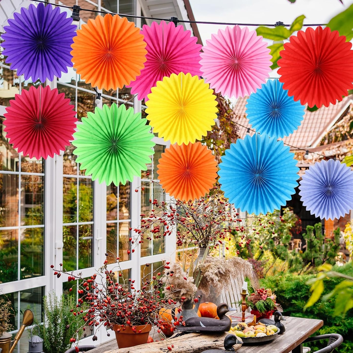 BestoFun 12PCS Paper Fans Hot Pink Party Decorations Tissue Paper Flowers Decorations Paper Fans Party Decorations for Girl Groovy Birthday Baby Shower Wedding Bachelorette Room Wall Hanging Décor