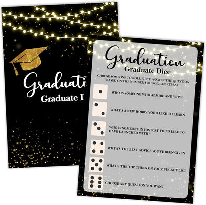 Graduation Games, Black Gold Grad Party Game Cards for Adults, Graduation Guest Bingo Games, Graduation Celebration Party Favors Supplies, 25 Pack (08)