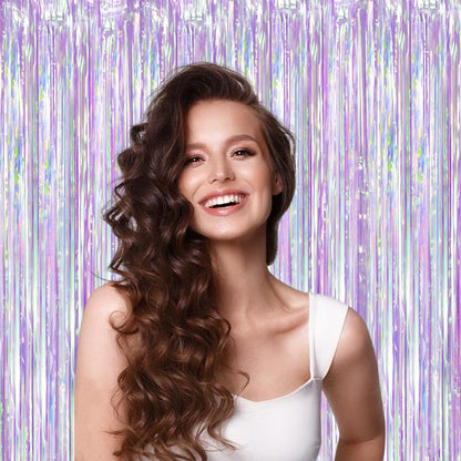 Voircoloria 3 Pack 3.3x8.2 Feet Gold Foil Fringe Backdrop Curtains, Tinsel Streamers, Fringe Backdrop for 2025 New Years Eve, Graduation, Birthday, Baby Shower, Gender Reveal, Disco Party - Colors A
