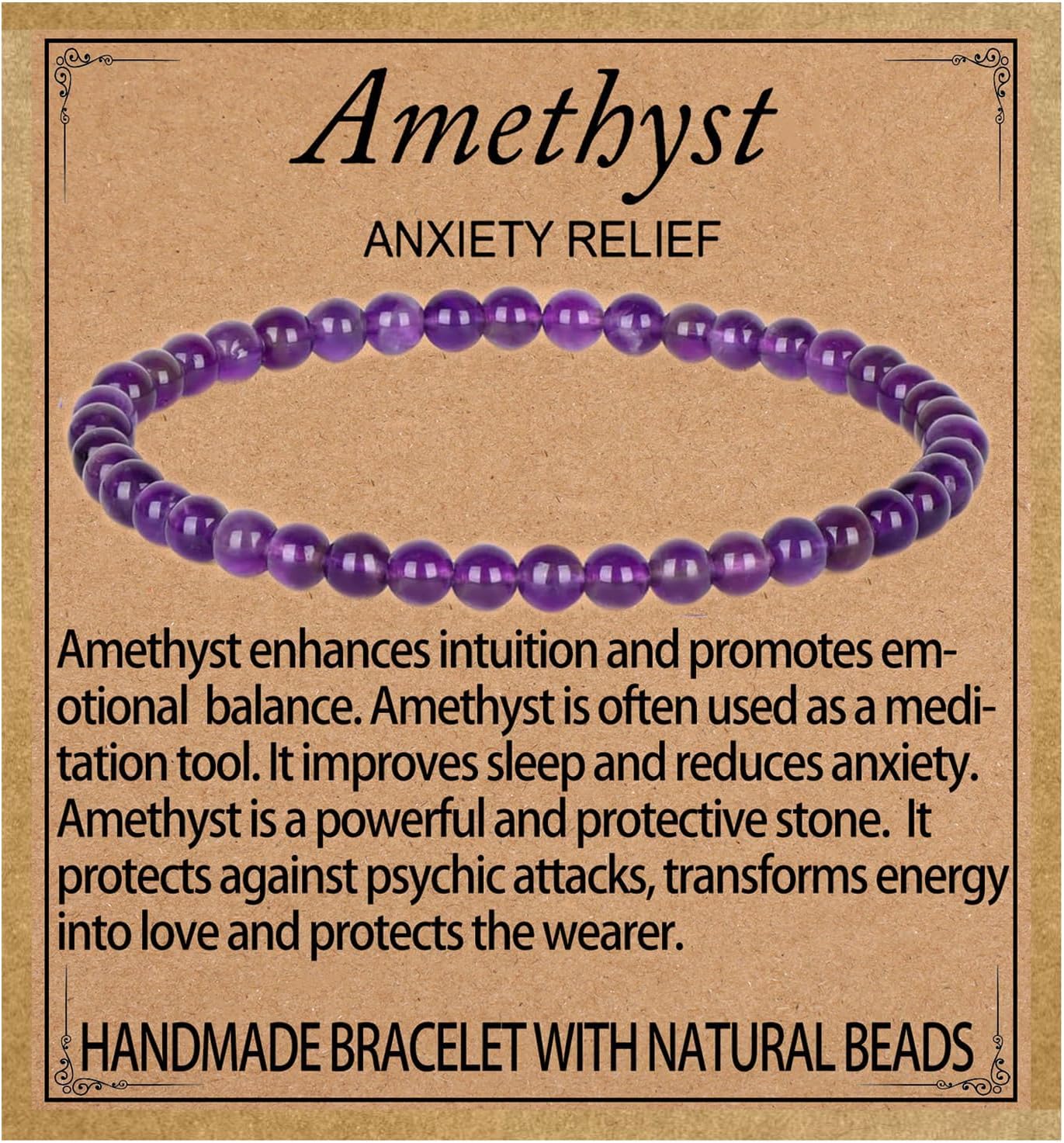 LPBeads Handmade Natural Gemstone Stretch Elastic Bracelet Healing Crystal Round Stone Beads Jewelry Gifts for Women Men