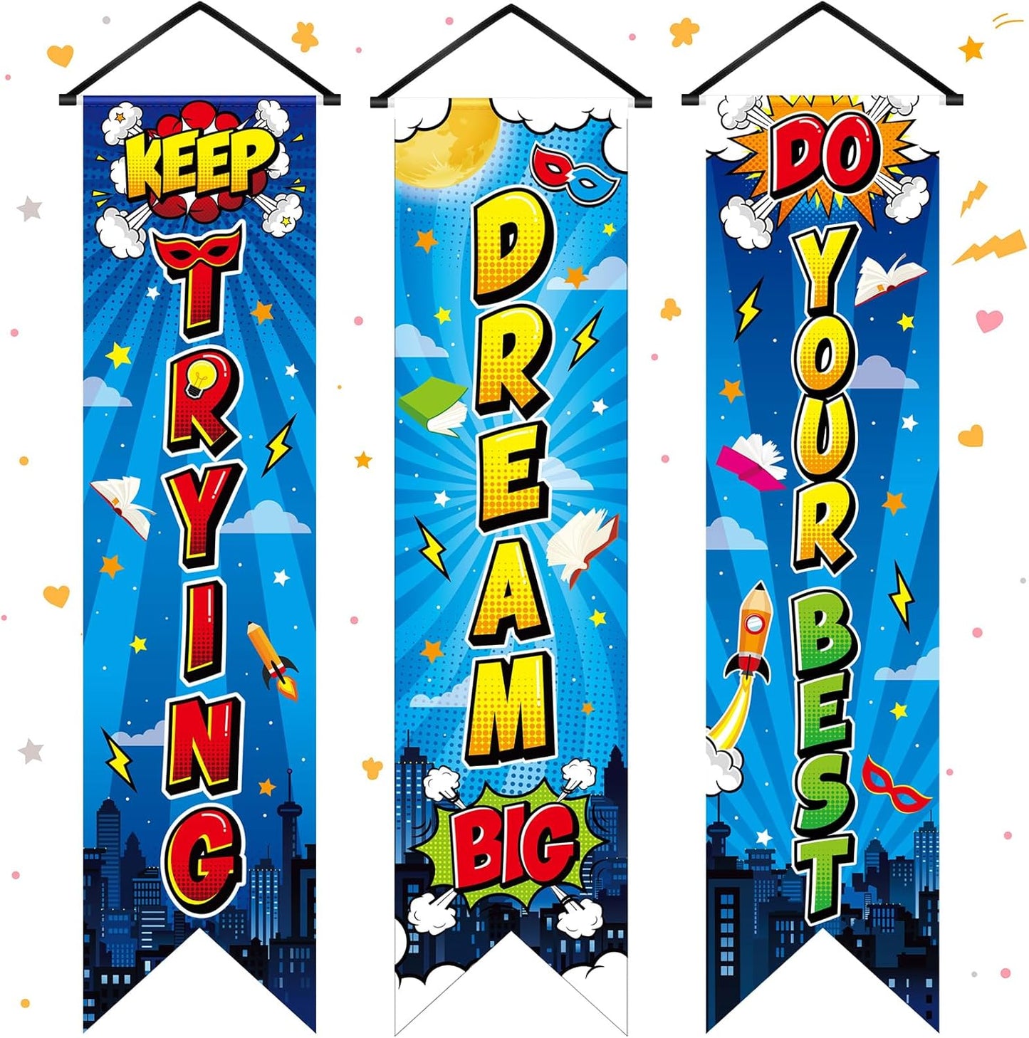 Chiisong 3 Pcs Neon Banner Party Decorations Let's Glow Banner Glow in the Dark Porch Sign Welcome Birthday Porch Sign for Neon Birthday Party Supplies Club Halloween Classroom Decorations